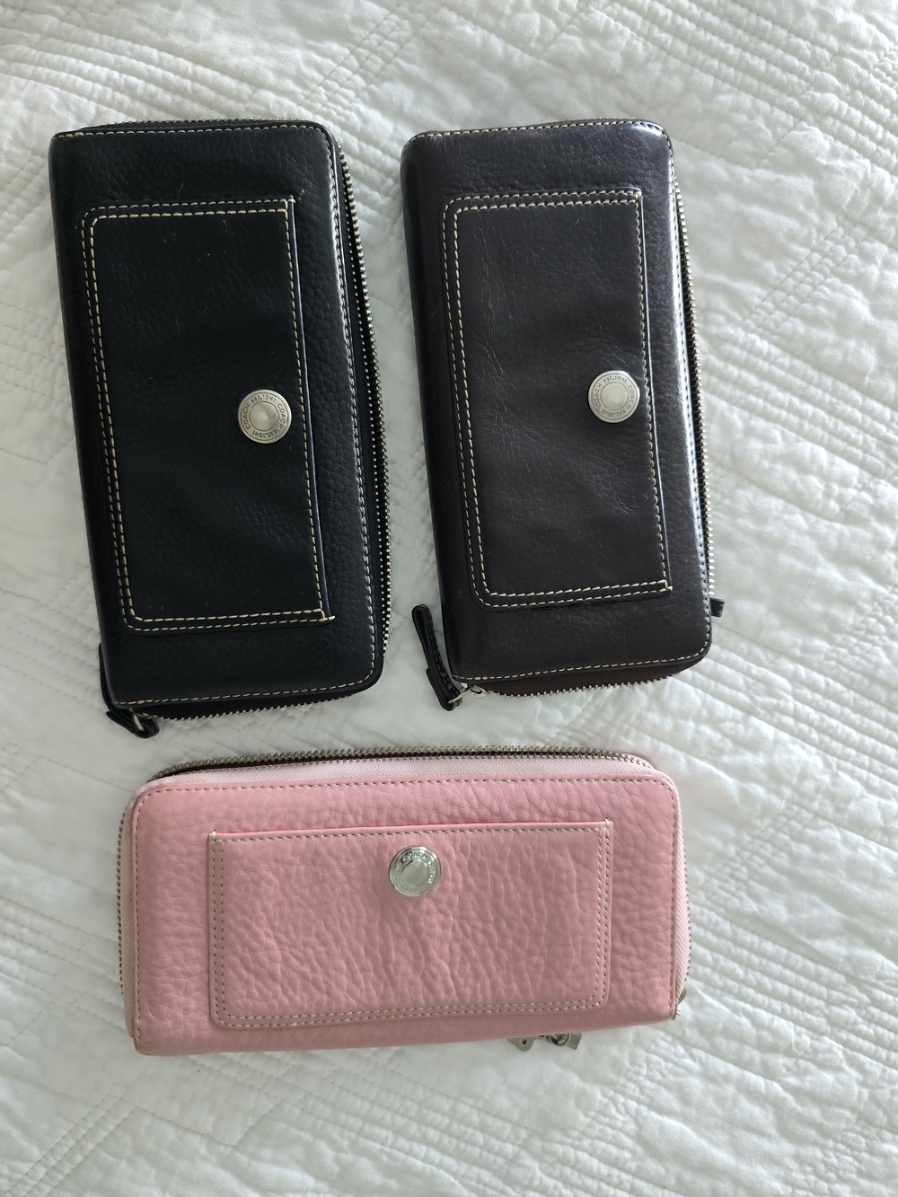 Black Coach Leather Zip-Around Wallet